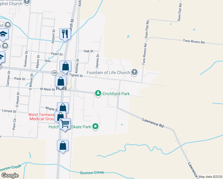 map of restaurants, bars, coffee shops, grocery stores, and more near 603 Pickens Street in Halls