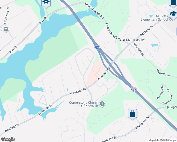 map of restaurants, bars, coffee shops, grocery stores, and more near 1101 Garrison Ridge Boulevard in Knoxville