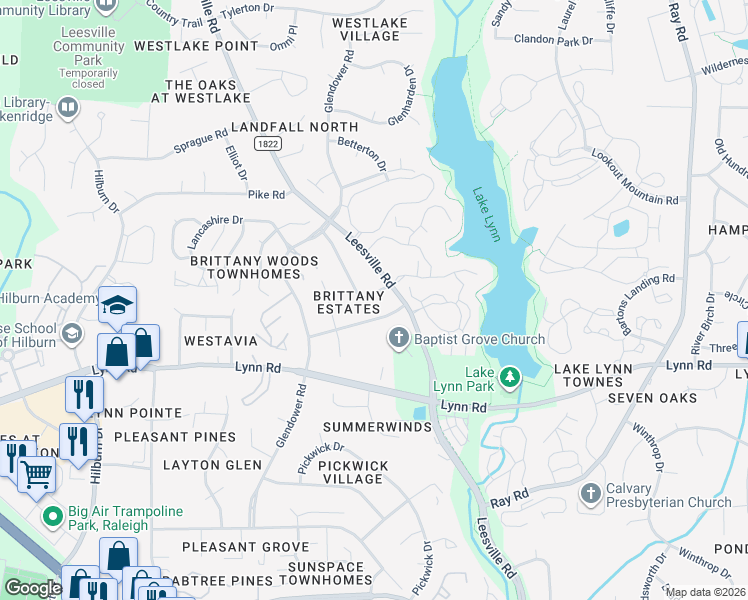 map of restaurants, bars, coffee shops, grocery stores, and more near 7215 Newport Ave in Raleigh