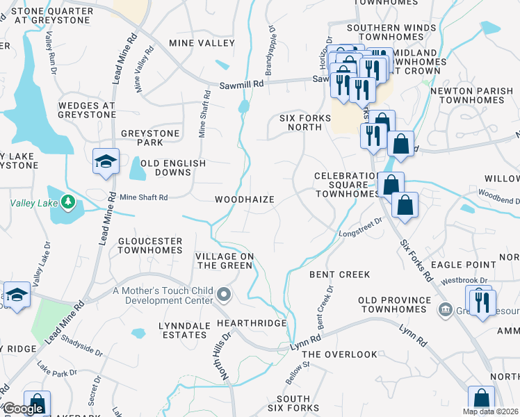 map of restaurants, bars, coffee shops, grocery stores, and more near 7209 Stuart Drive in Raleigh