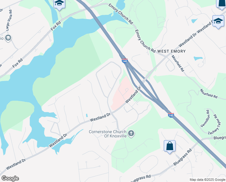 map of restaurants, bars, coffee shops, grocery stores, and more near 1101 Garrison Ridge Boulevard in Knoxville
