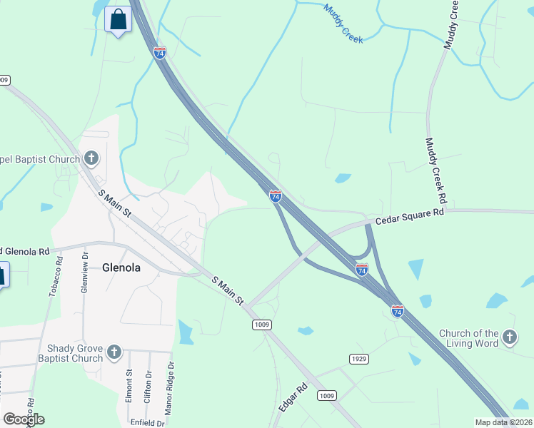 map of restaurants, bars, coffee shops, grocery stores, and more near 5590 Cedar Square Road in Archdale