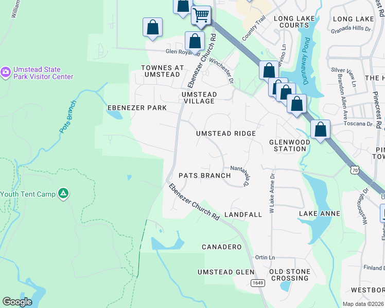 map of restaurants, bars, coffee shops, grocery stores, and more near 7902 Ebenezer Church Road in Raleigh