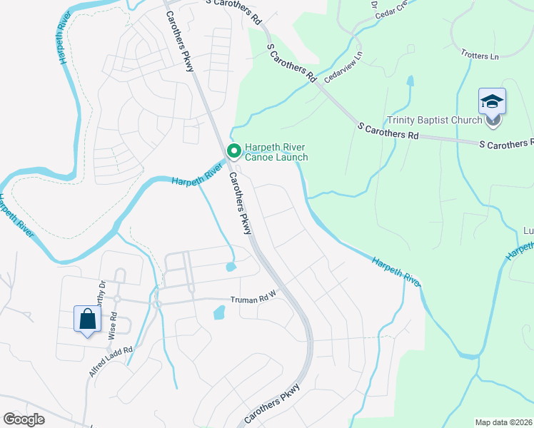 map of restaurants, bars, coffee shops, grocery stores, and more near 4002 Ryecroft Lane in Franklin