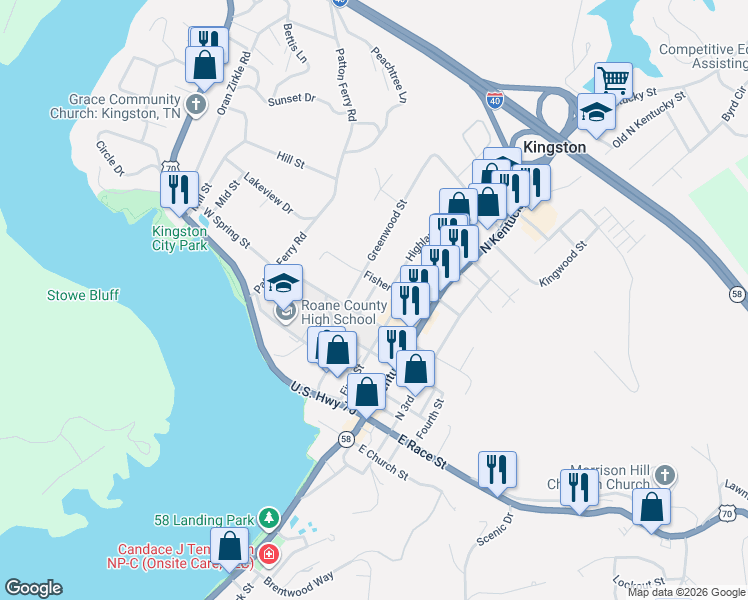 map of restaurants, bars, coffee shops, grocery stores, and more near 407 First Street in Kingston