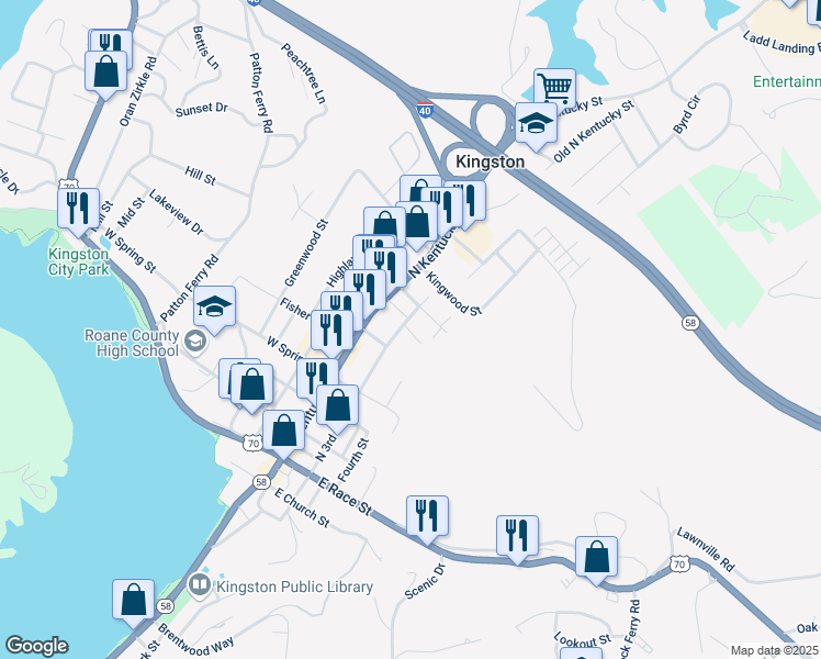 map of restaurants, bars, coffee shops, grocery stores, and more near 526 North 3rd Street in Kingston