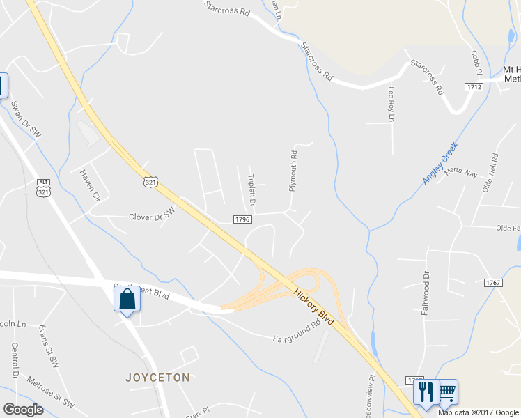 map of restaurants, bars, coffee shops, grocery stores, and more near 141 Victoria Court in Lenoir