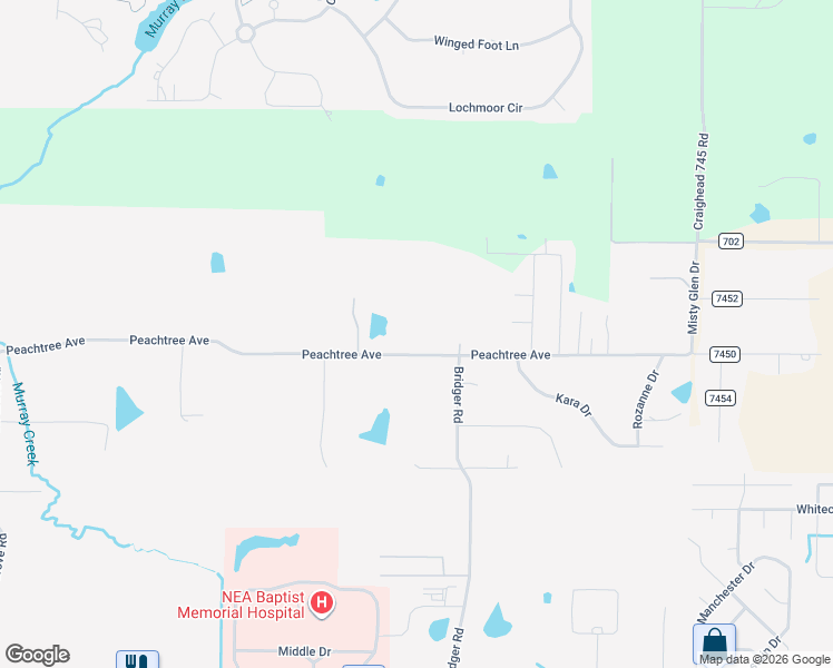 map of restaurants, bars, coffee shops, grocery stores, and more near 4914 Peachtree Avenue in Jonesboro