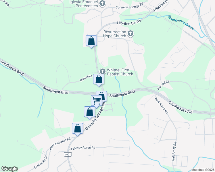 map of restaurants, bars, coffee shops, grocery stores, and more near 1221 Connelly Springs Road in Lenoir