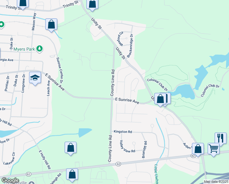 map of restaurants, bars, coffee shops, grocery stores, and more near 212 New York Drive in Thomasville