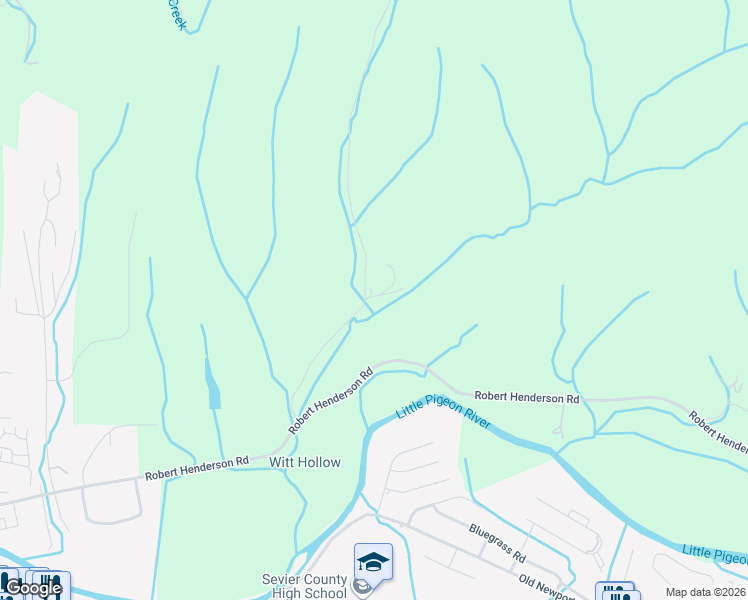 map of restaurants, bars, coffee shops, grocery stores, and more near 1304 Witt Hollow Road in Sevierville