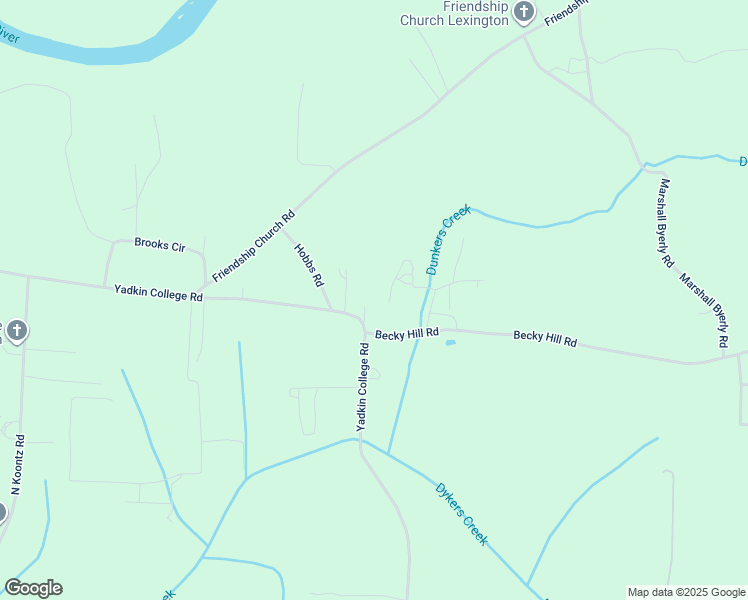map of restaurants, bars, coffee shops, grocery stores, and more near 1584 Yadkin College Road in Lexington