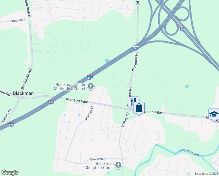 map of restaurants, bars, coffee shops, grocery stores, and more near 3137 Majesty Drive in Murfreesboro