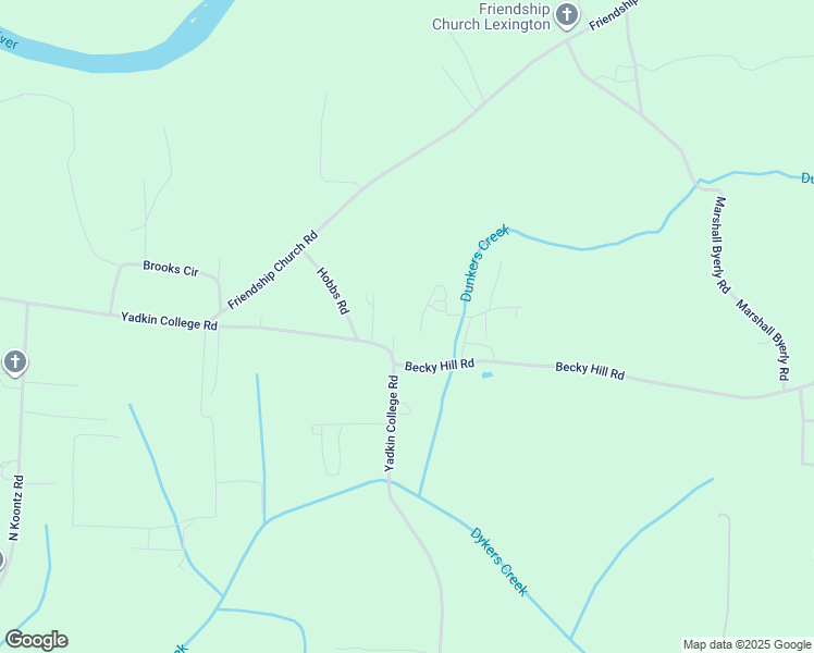 map of restaurants, bars, coffee shops, grocery stores, and more near 1584 Yadkin College Road in Lexington