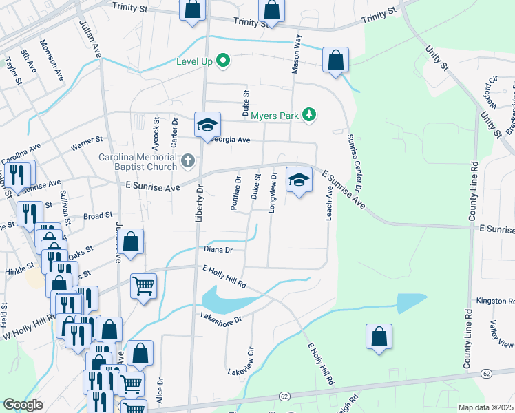 map of restaurants, bars, coffee shops, grocery stores, and more near 701 Briles Street in Thomasville