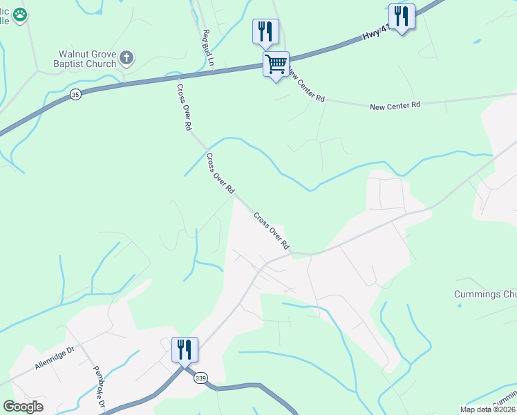 map of restaurants, bars, coffee shops, grocery stores, and more near 280 Cross Over Road in Sevierville