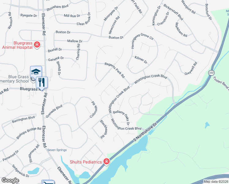 map of restaurants, bars, coffee shops, grocery stores, and more near 1815 Saint Anselm Lane in Knoxville