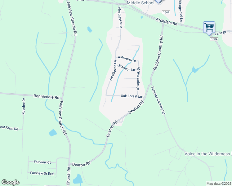 map of restaurants, bars, coffee shops, grocery stores, and more near 221 Oak Forest Lane in Trinity