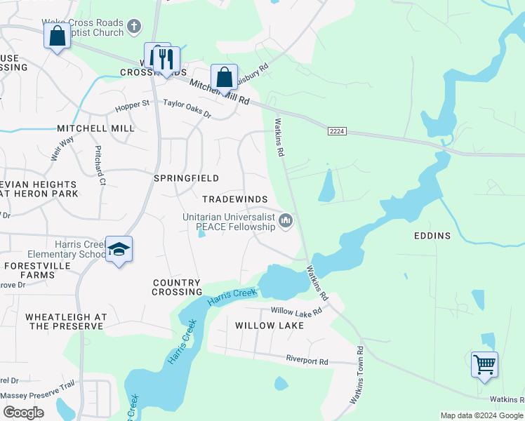 map of restaurants, bars, coffee shops, grocery stores, and more near 4216 Timberbrook Drive in Raleigh