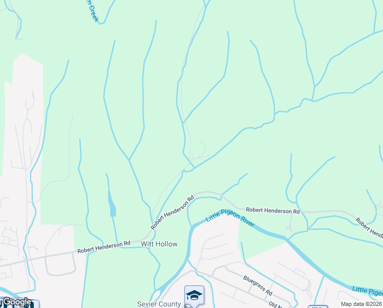 map of restaurants, bars, coffee shops, grocery stores, and more near 1303 Witt Hollow Road in Pigeon Forge