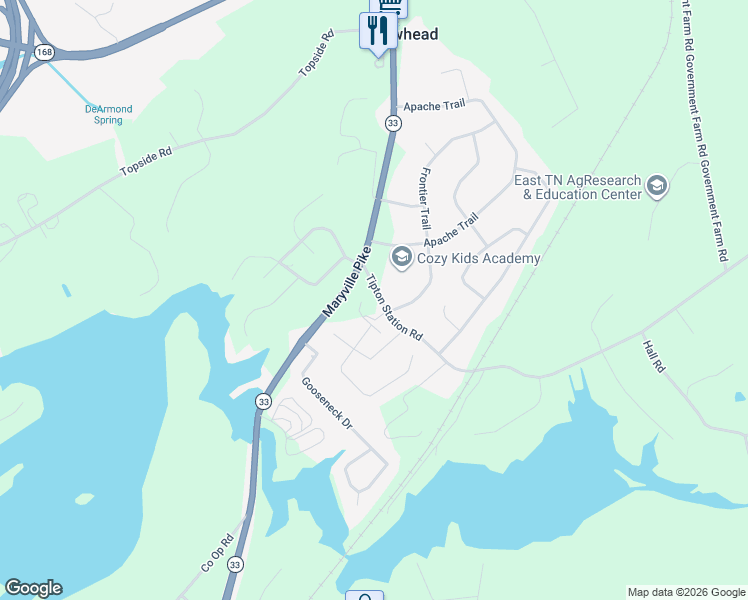 map of restaurants, bars, coffee shops, grocery stores, and more near 5602 Belle Maison Lane in Knox County