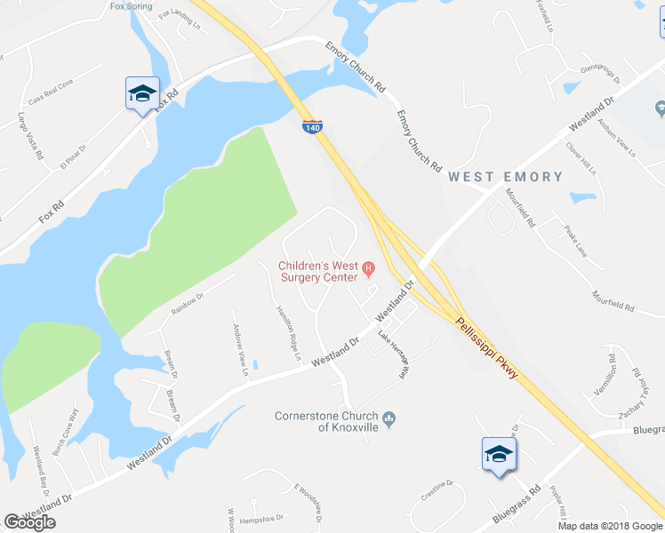 map of restaurants, bars, coffee shops, grocery stores, and more near 1054 Garrison Ridge Boulevard in Knoxville