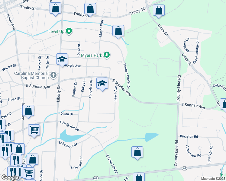 map of restaurants, bars, coffee shops, grocery stores, and more near 925 Leach Avenue in Thomasville