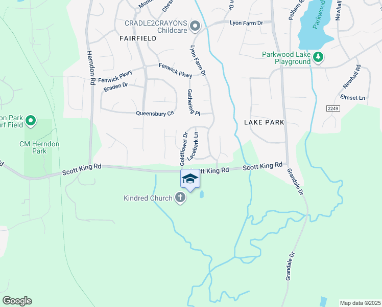 map of restaurants, bars, coffee shops, grocery stores, and more near 5916 Lacebark Lane in Durham