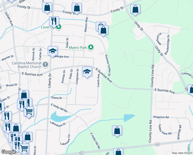 map of restaurants, bars, coffee shops, grocery stores, and more near 925 Leach Avenue in Thomasville