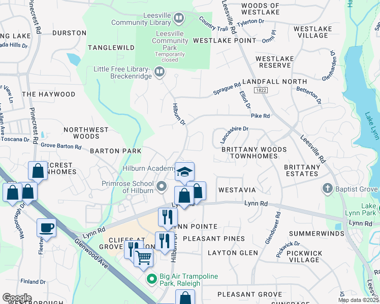 map of restaurants, bars, coffee shops, grocery stores, and more near 4210 Vienna Crest Drive in Raleigh
