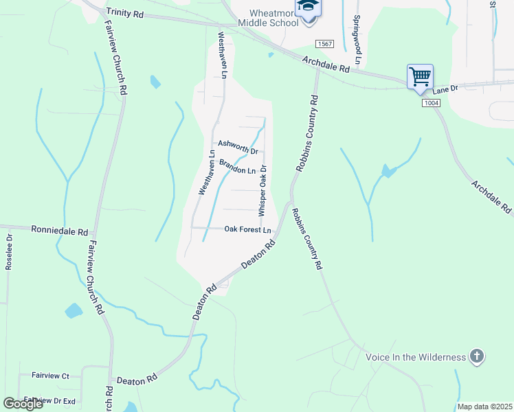 map of restaurants, bars, coffee shops, grocery stores, and more near 100 Treetop Court in Trinity