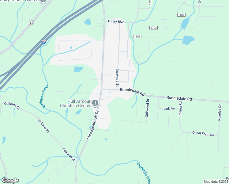 map of restaurants, bars, coffee shops, grocery stores, and more near 5713 Ronniedale Road in Trinity