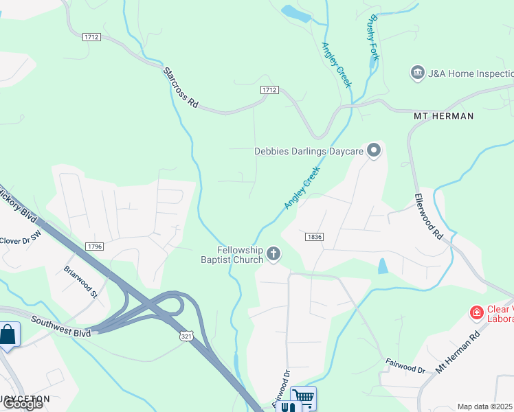 map of restaurants, bars, coffee shops, grocery stores, and more near 2287 Lee Roy Lane in Lenoir