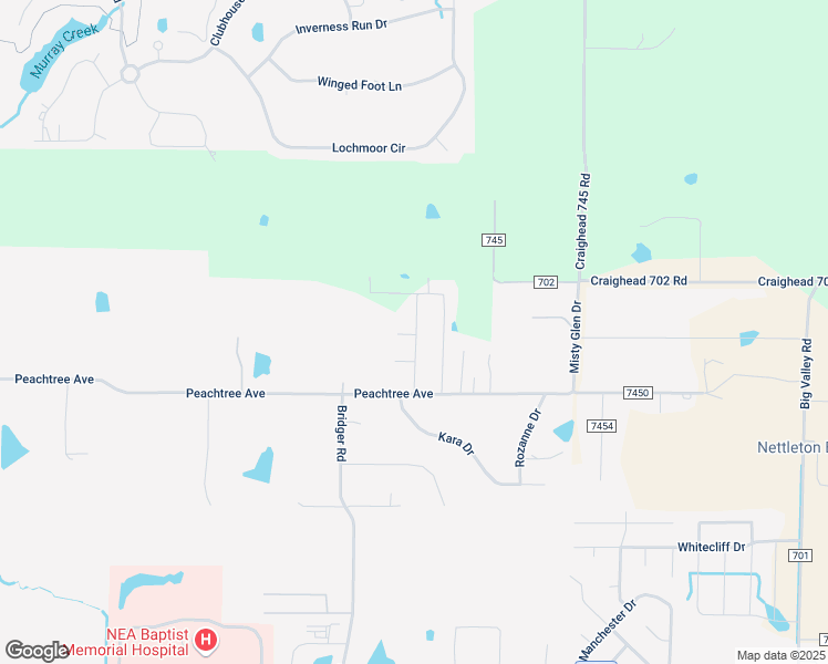 map of restaurants, bars, coffee shops, grocery stores, and more near 5121 Peachtree Avenue in Jonesboro