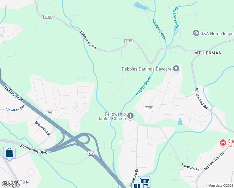 map of restaurants, bars, coffee shops, grocery stores, and more near 2287 Lee Roy Lane in Lenoir