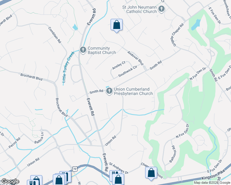 map of restaurants, bars, coffee shops, grocery stores, and more near 12401 Union Road in Knoxville