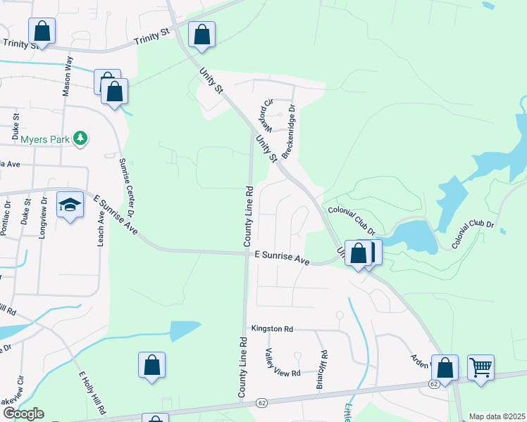 map of restaurants, bars, coffee shops, grocery stores, and more near 123 New York Drive in Thomasville