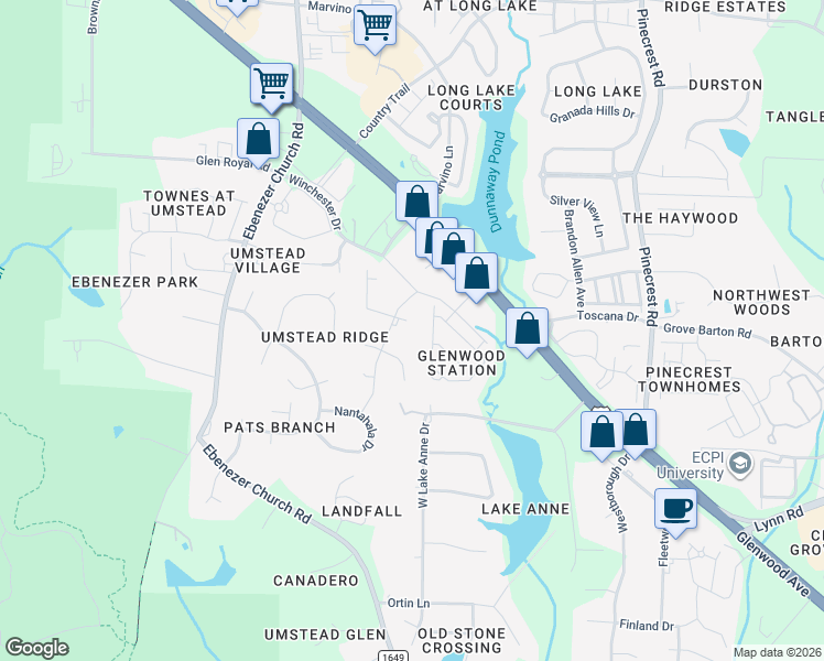 map of restaurants, bars, coffee shops, grocery stores, and more near 7901 Pony Pasture Court in Raleigh