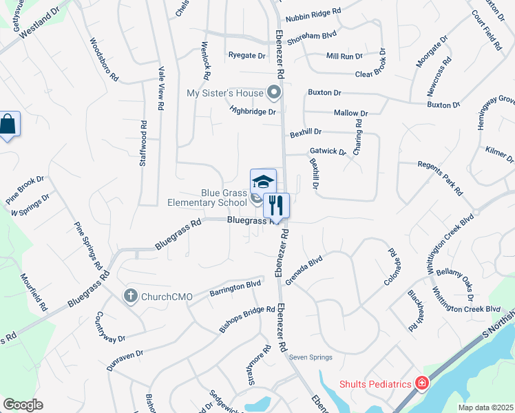 map of restaurants, bars, coffee shops, grocery stores, and more near 8901 Bluegrass Road in Knoxville