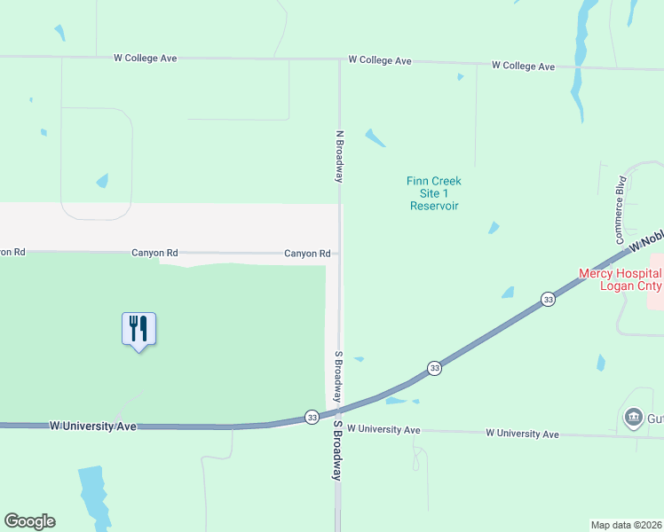 map of restaurants, bars, coffee shops, grocery stores, and more near 611 South Broadway in Guthrie