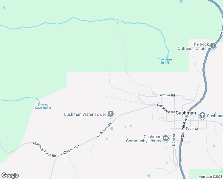 map of restaurants, bars, coffee shops, grocery stores, and more near 355 Gunther Road in Cushman