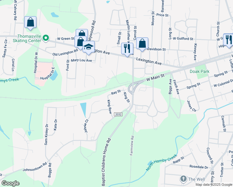 map of restaurants, bars, coffee shops, grocery stores, and more near 809 Ray Street in Thomasville