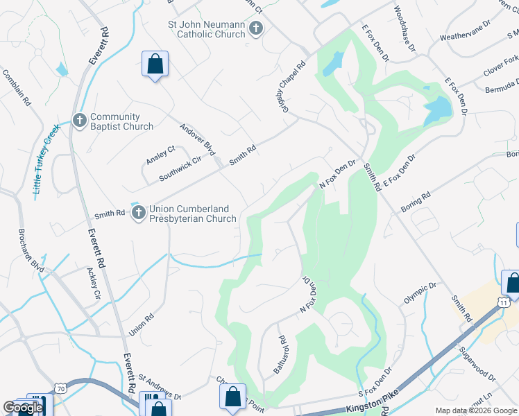 map of restaurants, bars, coffee shops, grocery stores, and more near 521 Augusta National Way in Knoxville