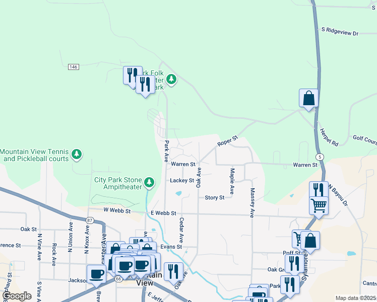 map of restaurants, bars, coffee shops, grocery stores, and more near 216 Warren Street in Mountain View