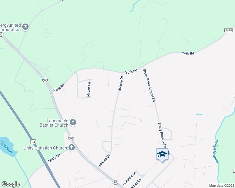 map of restaurants, bars, coffee shops, grocery stores, and more near 556 Moose Drive in Stony Point