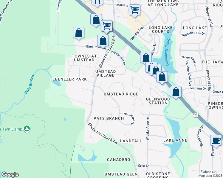 map of restaurants, bars, coffee shops, grocery stores, and more near 8004 Gabriels Bend Drive in Raleigh