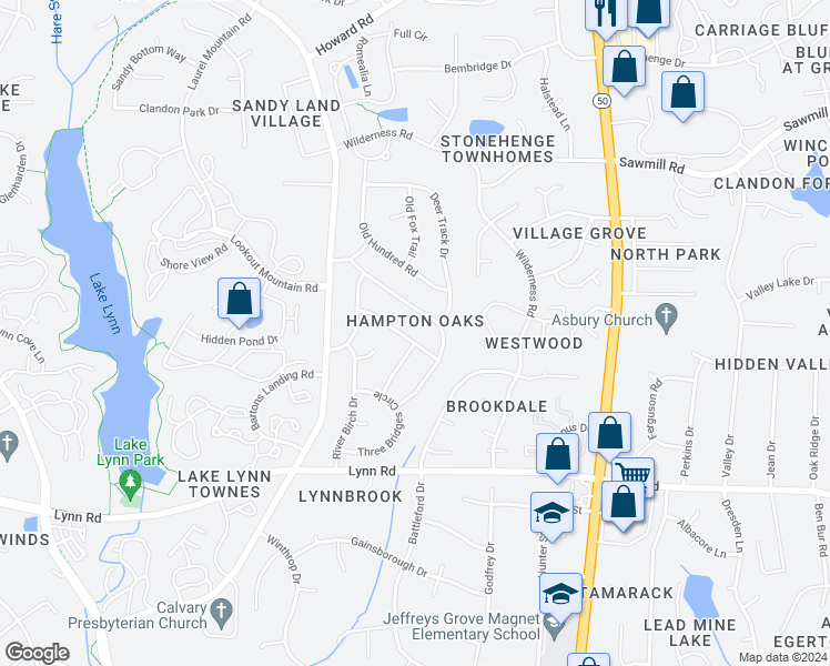 map of restaurants, bars, coffee shops, grocery stores, and more near 2800 Pidgeon Hill Road in Raleigh