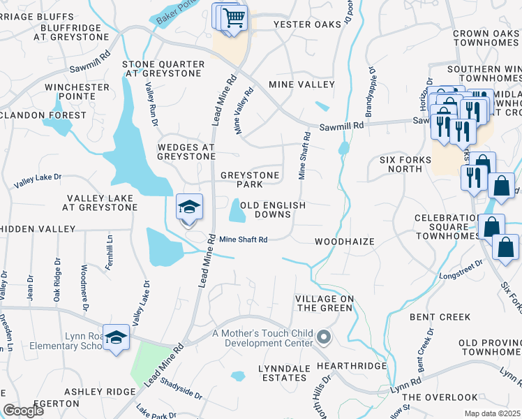 map of restaurants, bars, coffee shops, grocery stores, and more near 7313 Chicora Court in Raleigh