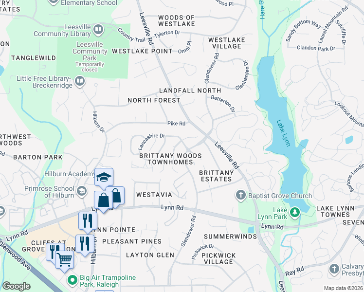 map of restaurants, bars, coffee shops, grocery stores, and more near 4508 Rutland Court in Raleigh