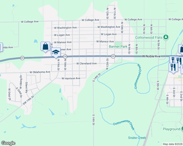 map of restaurants, bars, coffee shops, grocery stores, and more near 1509 West Oklahoma Avenue in Guthrie